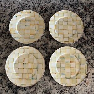 Mackenzie-Childs Parchment Check Salad Plates - 8”. Set of 4. RETIRED - HTF!
